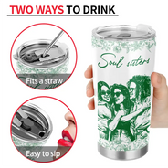 Gift For Bestie,Old Best friends,Gift For Sisters,Custom Photo,Happy - Custom Photo Pencil Sketch A True Friendship Is A Journey Without An End - Personalized Tumbler