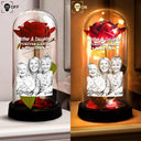 Family,Custom Photo,Gift For Mother,Gift For Father,Mom - Daughters (Adult),Mom - Daughters (Young),Mom - Sons,Mom - Children,Love - Custom Photo Pencil Sketch Art The Love Between Mother & Daughter Is Forever - Personalized Everlasting Rose Dome Lamp