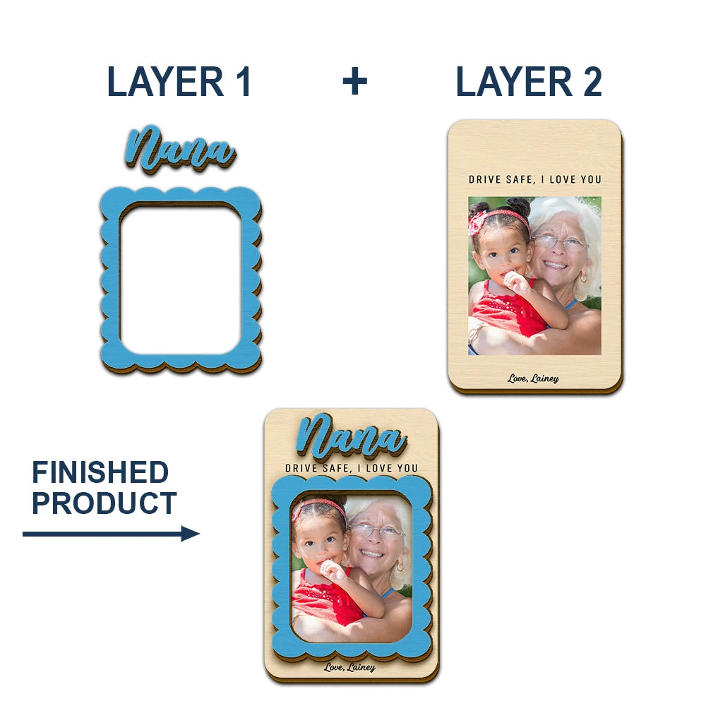 Gift For Mother,Gift For Grandma,Love,Custom Photo,Photo - Custom Photo Grandma Mommy Drive Safe I Love You - Personalized Custom Shaped Car Visor Clip