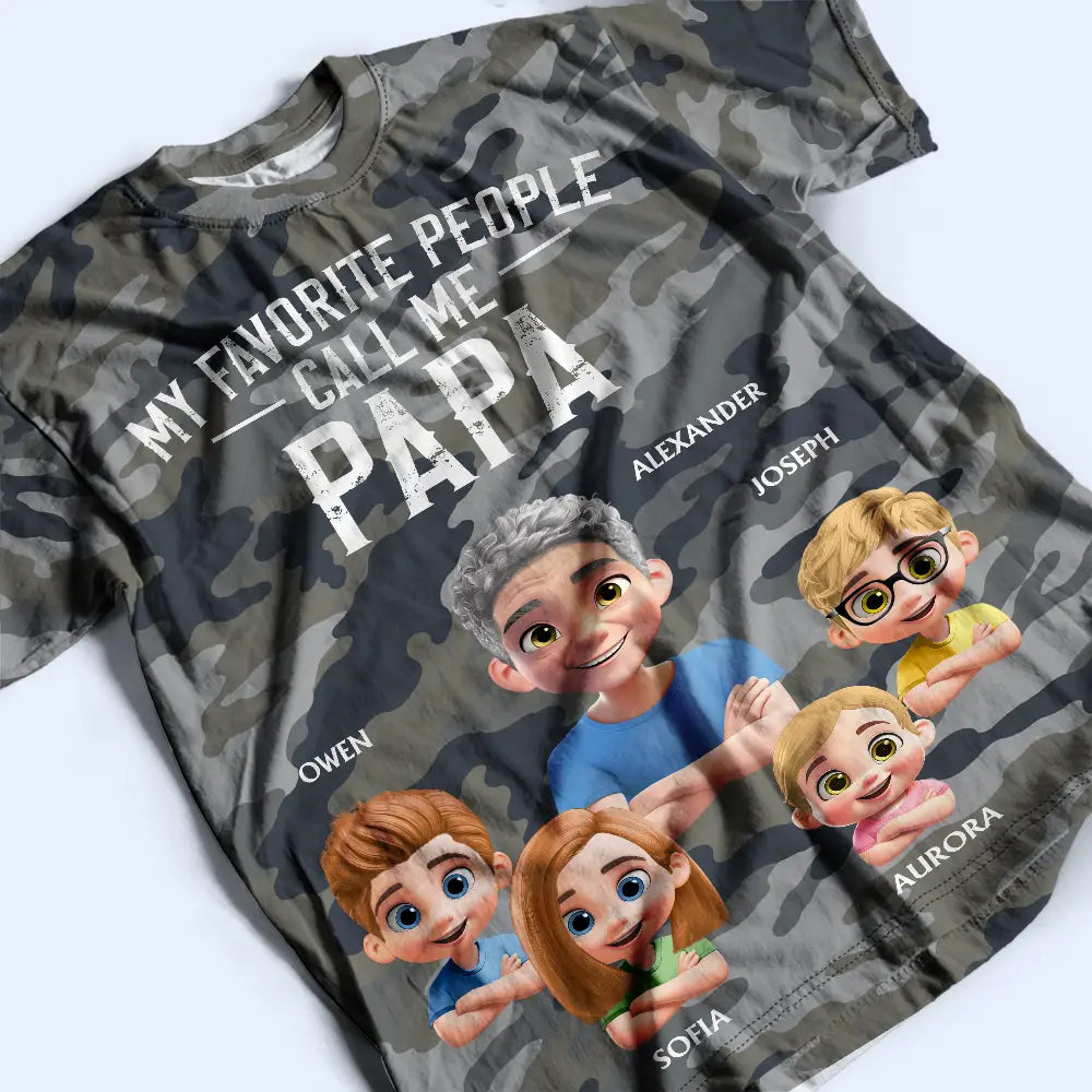 Gift For Men,Gift For Uncle,Gift For Grandpa,Gift For Father,Happy,Vector,Grateful - My Favorite People Call Me Grandpa Camouflage Pattern - Personalized Full Print T Shirt
