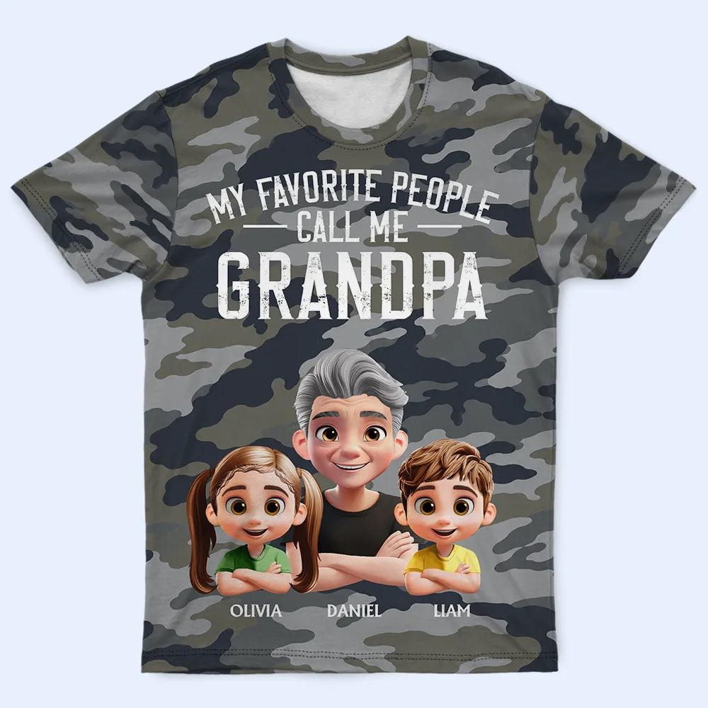Gift For Men,Gift For Uncle,Gift For Grandpa,Gift For Father,Happy,Vector,Grateful - My Favorite People Call Me Grandpa Camouflage Pattern - Personalized Full Print T Shirt