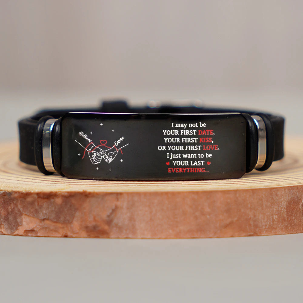 Gift For Couples,Gift For Husband,Gift For Boyfriend,Gift For Wife,Gift For Girlfriend,LGBT,Gift For Women,Gift For Men,Love,Icon,Romantic - Couple Holding Hands I Want To Be Your Last Everything - Personalized Engraved Bracelet