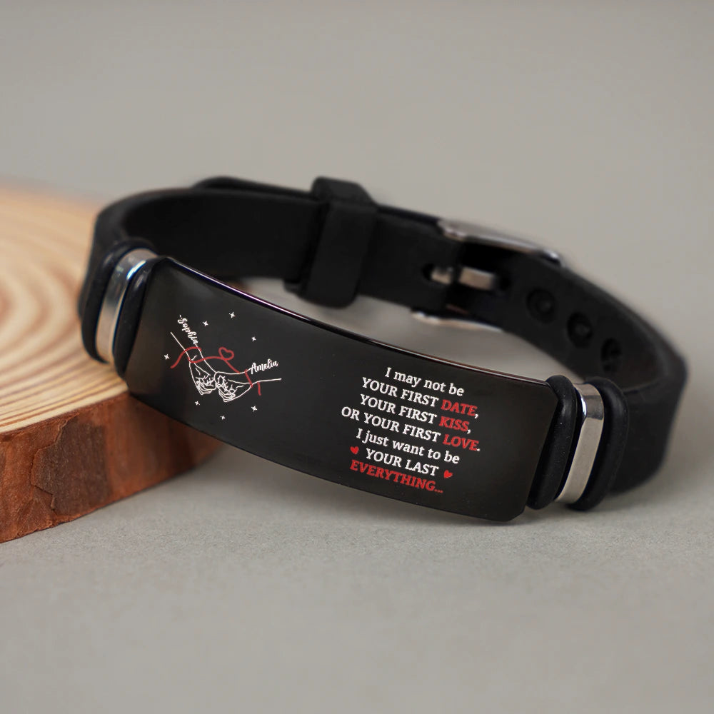 Gift For Couples,Gift For Husband,Gift For Boyfriend,Gift For Wife,Gift For Girlfriend,LGBT,Gift For Women,Gift For Men,Love,Icon,Romantic - Couple Holding Hands I Want To Be Your Last Everything - Personalized Engraved Bracelet