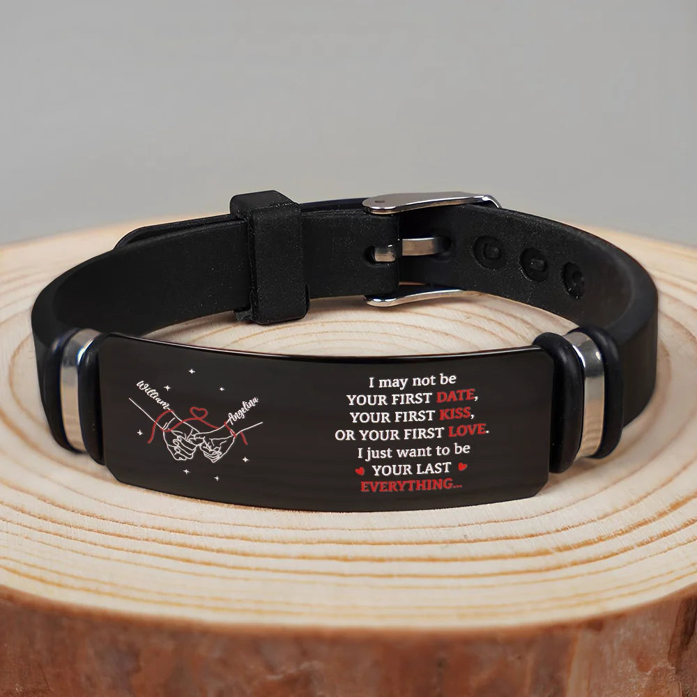 Gift For Couples,Gift For Husband,Gift For Boyfriend,Gift For Wife,Gift For Girlfriend,LGBT,Gift For Women,Gift For Men,Love,Icon,Romantic - Couple Holding Hands I Want To Be Your Last Everything - Personalized Engraved Bracelet