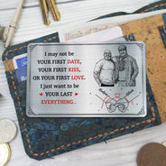 Gift For Couples,Gift For Husband,Gift For Boyfriend,Gift For Wife,Gift For Girlfriend,LGBT,Gift For Women,Gift For Men,Love,Photo - Pencil Sketch,Icon,Romantic - Custom Photo Pencil Sketch Couple Holding Hands I Want To Be Your Last Everything - Personalized Aluminum Wallet Card