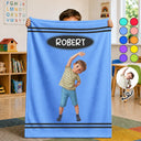 Adorable, Art Design, Back To School, Gift For Kids, Photo - Cartoon Portrait - Custom Photo Cartoon Portrait Kid With Colorful Crayons - Personalized Fleece Blanket, Sherpa Blanket
