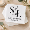 Romantic, Gift For Couples, Wedding, Custom Text - Couples Initials Wedding Engaged Bachelor Bachelorette Party - Personalized Cocktail Napkins
