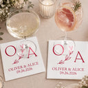 Romantic, Gift For Couples, Wedding, Custom Text - Couples Initials Wedding Engaged Bachelor Bachelorette Party - Personalized Cocktail Napkins