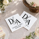 Romantic, Gift For Couples, Wedding, Custom Text - Couples Initials Wedding Engaged Bachelor Bachelorette Party - Personalized Cocktail Napkins
