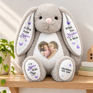 Christmas, Custom Photo, Gift For Kids, Healing, Memorial, Top Market, Upload Full Photo - Memorial Gift For Kids Grandkids - Personalized Custom Photo Name And Years Hug From Heaven Soft Toy Bunny