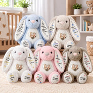 Christmas, Custom Photo, Gift For Kids, Healing, Memorial, Top Market, Upload Full Photo - Memorial Gift For Kids Grandkids - Personalized Custom Photo Name And Years Hug From Heaven Soft Toy Bunny