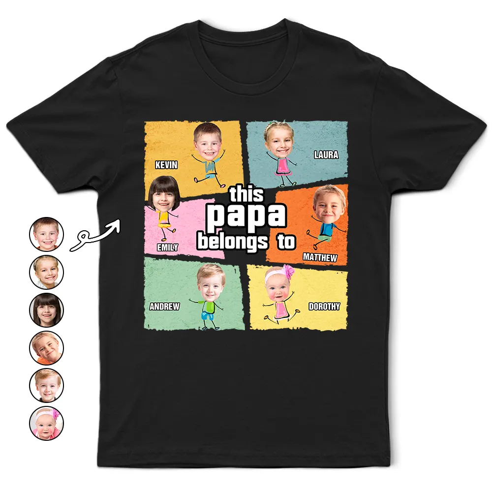Custom Photo This Papa Belongs To Fun Dad Grandpa - Personalized T Shirt