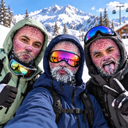 Christmas,Humorous,Icon,Skiing - Winter Gag Gift For Husband Who Skis, Matching Gear For Friends - Personalized 3D Realistic Funny Freezing Face Printed Balaclava Face Mask