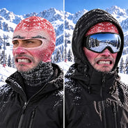 Christmas,Humorous,Icon,Skiing - Winter Gag Gift For Husband Who Skis, Matching Gear For Friends - Personalized 3D Realistic Funny Freezing Face Printed Balaclava Face Mask