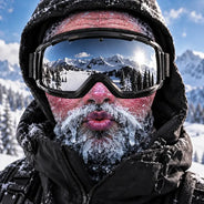 Christmas,Humorous,Icon,Skiing - Winter Gag Gift For Husband Who Skis, Matching Gear For Friends - Personalized 3D Realistic Funny Freezing Face Printed Balaclava Face Mask