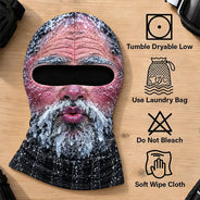 Christmas,Humorous,Icon,Skiing - Winter Gag Gift For Husband Who Skis, Matching Gear For Friends - Personalized 3D Realistic Funny Freezing Face Printed Balaclava Face Mask