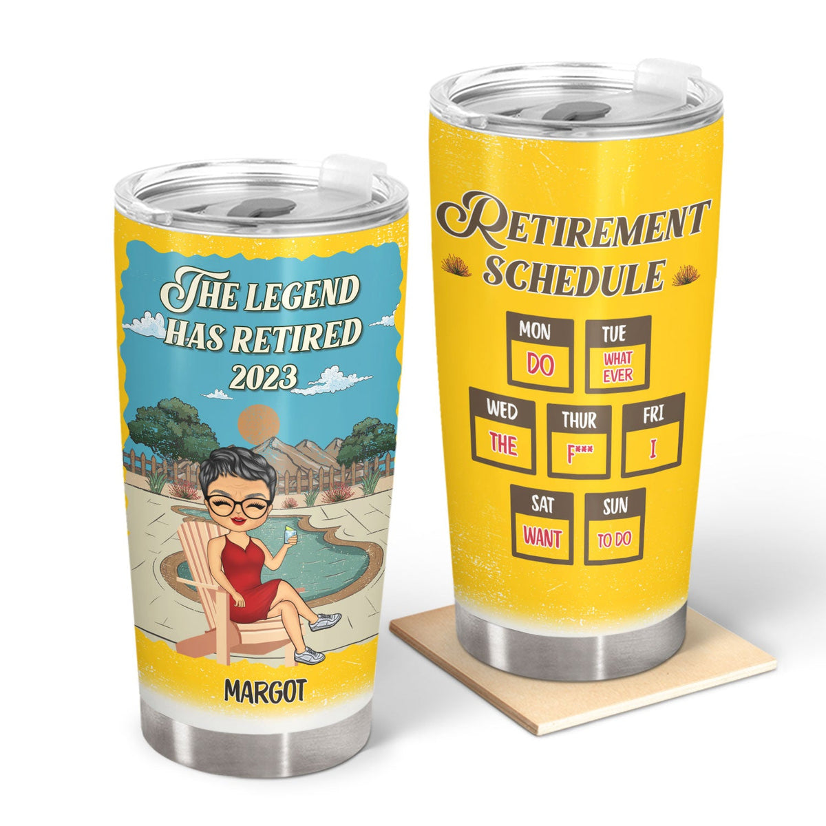 The Legend Has Retired Retirement Schedule - Gift For Grandpa, Grandma - Personalized Custom Tumbler