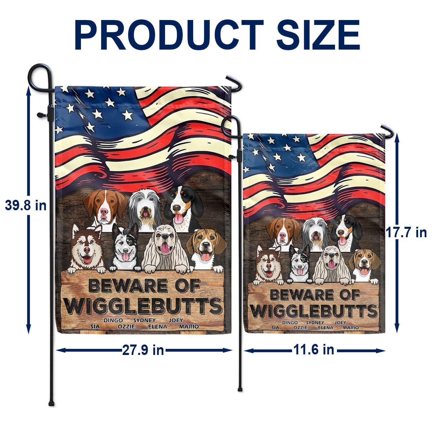 Beware Of Wigglebutt Stars And Stripes - Gift For Dog Lovers - Personalized Custom Flag