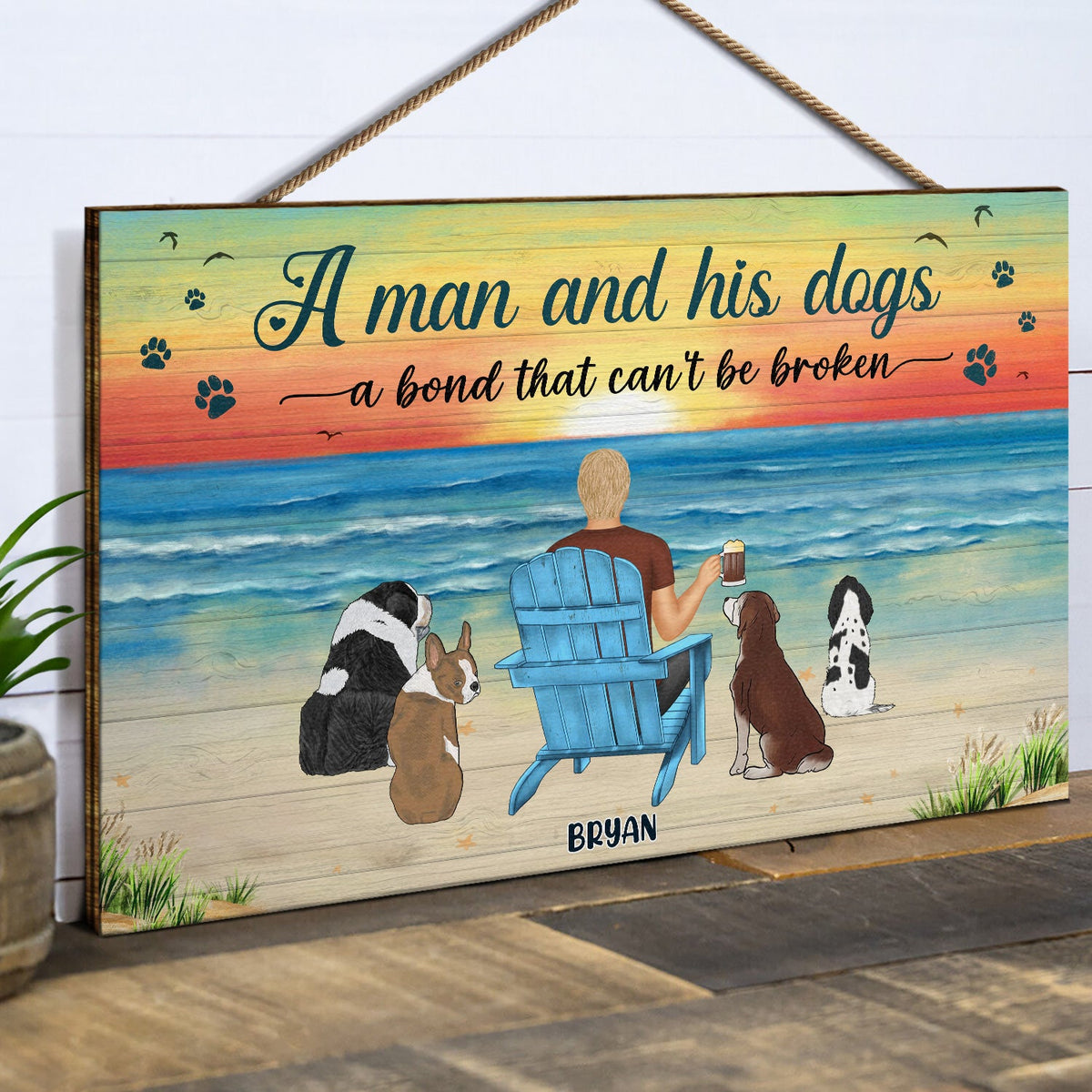 And She Lived Happily Ever After - Gift For Dog Lovers - Personalized Wood Rectangle Sign