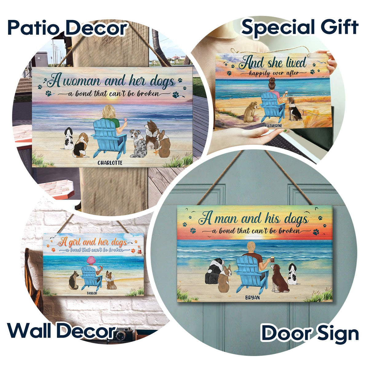 And She Lived Happily Ever After - Gift For Dog Lovers - Personalized Wood Rectangle Sign