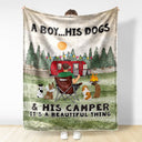 A Girl And Her Dogs Beautiful Thing - Gift For Camping Lovers - Personalized Fleece Blanket