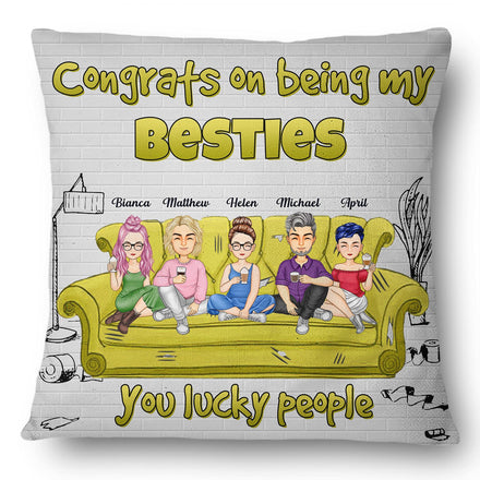 Congrats On Being My Besties - Gift For Best Friends - Personalized Pillow