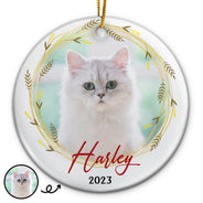 Custom Photo - Christmas Gift For Loved One - Personalized Circle Ceramic Ornament