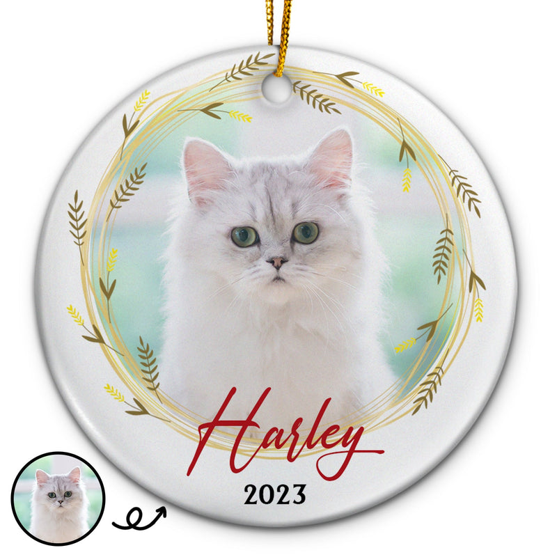 Custom Photo - Christmas Gift For Loved One - Personalized Circle Ceramic Ornament
