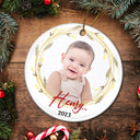 Custom Photo - Christmas Gift For Loved One - Personalized Circle Ceramic Ornament