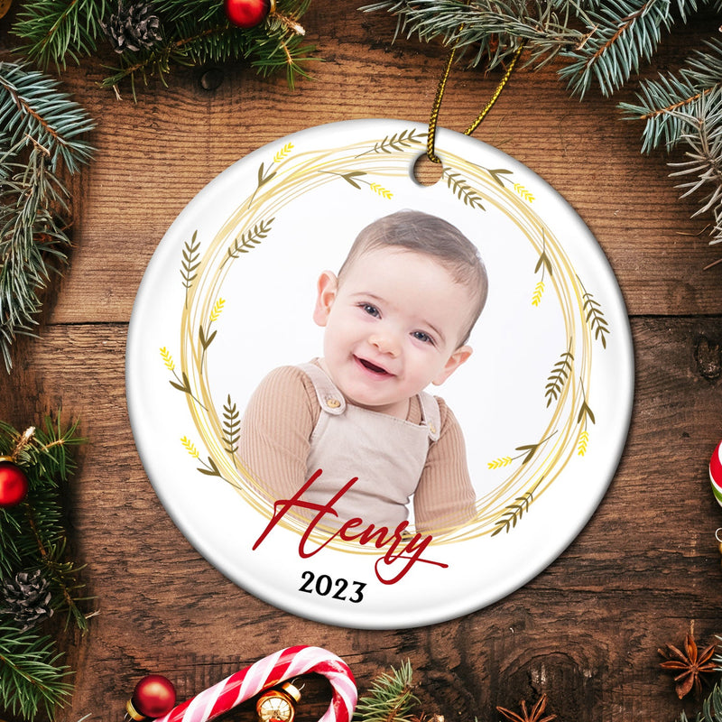 Custom Photo - Christmas Gift For Loved One - Personalized Circle Ceramic Ornament