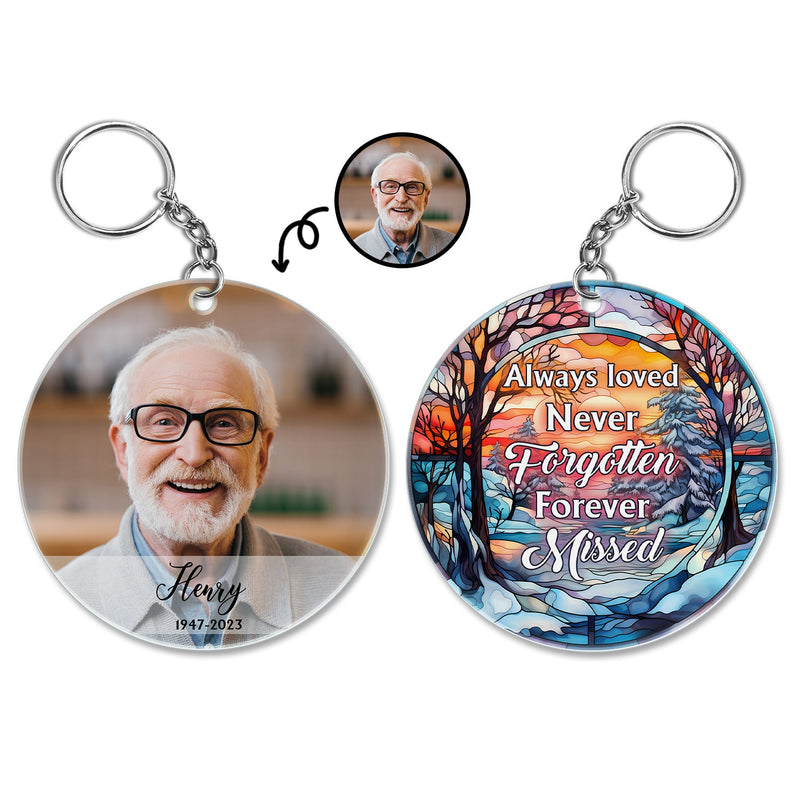 Custom Photo Always Loved Never Forgotten - Memorial Gift For Family - Personalized Acrylic Keychain