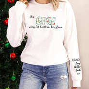 This Mama Wears Her Heart On Her Sleeve - Birthday, Loving Gift For Mom, Mother, Grandma, Grandmother - Personalized Sweatshirt With Sleeve Imprint