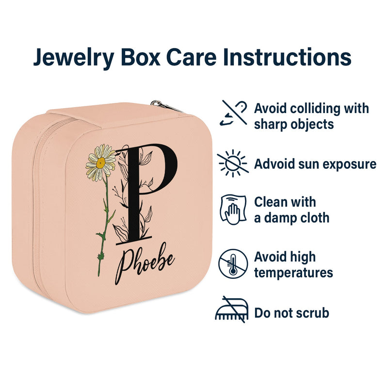 Birth Flower With Name - Gift For Her, Gift For Women - Personalized Jewelry Box