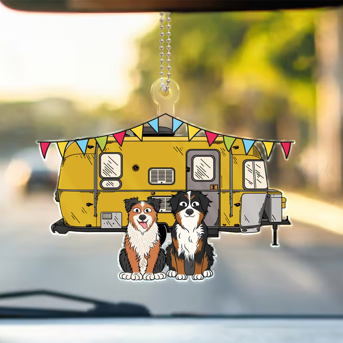 RV & Dog - Gift For The One Loved Camping With Dog - Personalized Acrylic Car Hanger