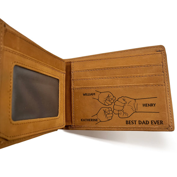 Best Dad Grandpa Ever Hand Punch - Personalized Bifold Wallet