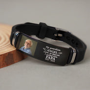 Custom Photo My Guardian Angel Lives In Heaven - Personalized Wristband Bracelet