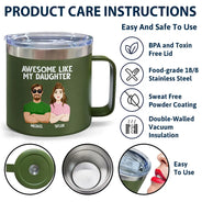 Awesome Like My Daughter - Personalized 14oz Stainless Steel Tumbler With Handle