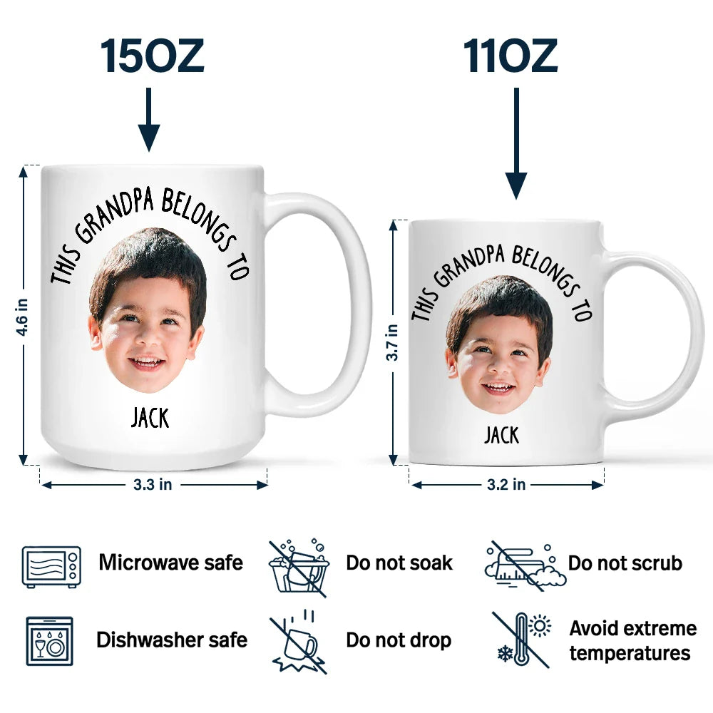 Custom Photo This Grandpa Belongs To - Personalized Mug