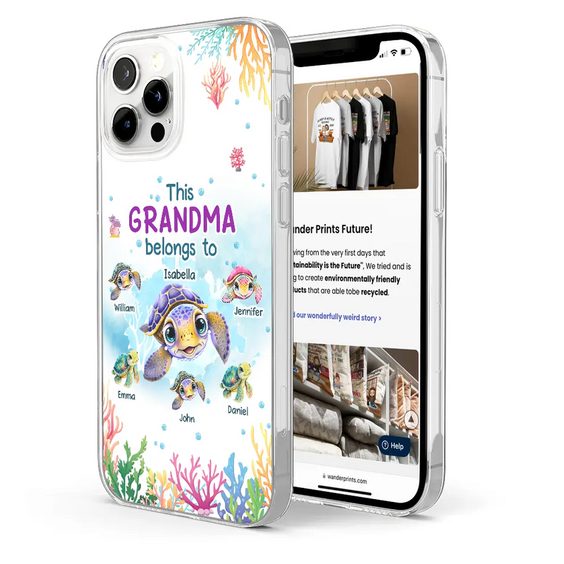 This Grandma Belongs To Turtle Summer - Personalized Clear Phone Case