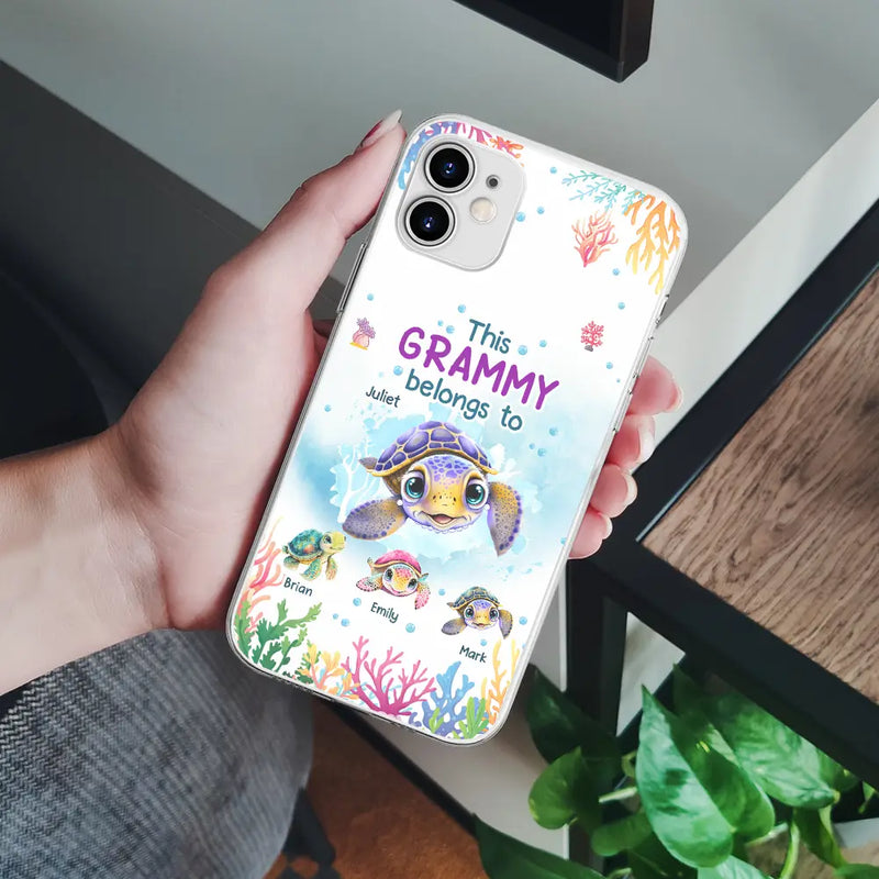 This Grandma Belongs To Turtle Summer - Personalized Clear Phone Case
