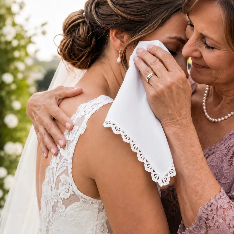 Sentimental,Gift For Children,Gift For Daughter,Wedding,Icon,Custom Text - Toile De Jouy Blue Wedding Birth Flower Bridal For Daughter - Personalized Handkerchief