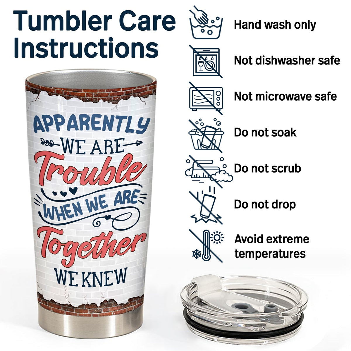 Besties Apparently We Are Trouble - Gift For Best Friends - Personalized Custom Tumbler