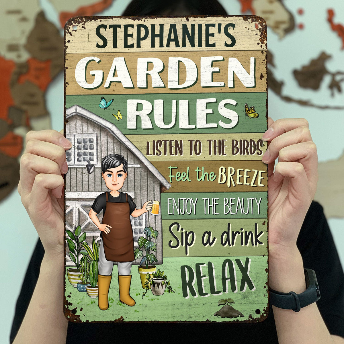 Garden Rules Listen To The Birds Feel - Birthday, Loving Gift For Yourself, Women, Men, Plant Lovers - Personalized Custom Classic Metal Signs