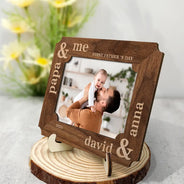 Gift For Father,New Dad,New baby - Custom Photo First Father's Day Ever Dad And Baby - Personalized 2-Layered Wooden Plaque With Stand