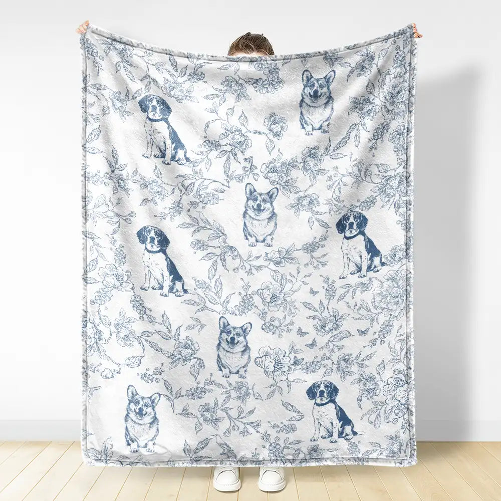 Art Design,Cozy,Custom Photo,Dog Lovers,Pet Lovers,Photo - Pencil Sketch - Remove BG - Gift For Pet Lovers - Personalized Custom Photo Pencil Sketch Chinoiserie Toile Fleece Blanket, Sherpa Blanket