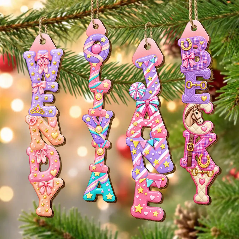 Gifts For Her,Playful,Gift For Children,Christmas,Gift For Daughter,Icon - Kids Name Mermaid Unicorn Ballet Alphabet Gift For Kid Girl - Personalized Custom Shaped Wooden Ornament