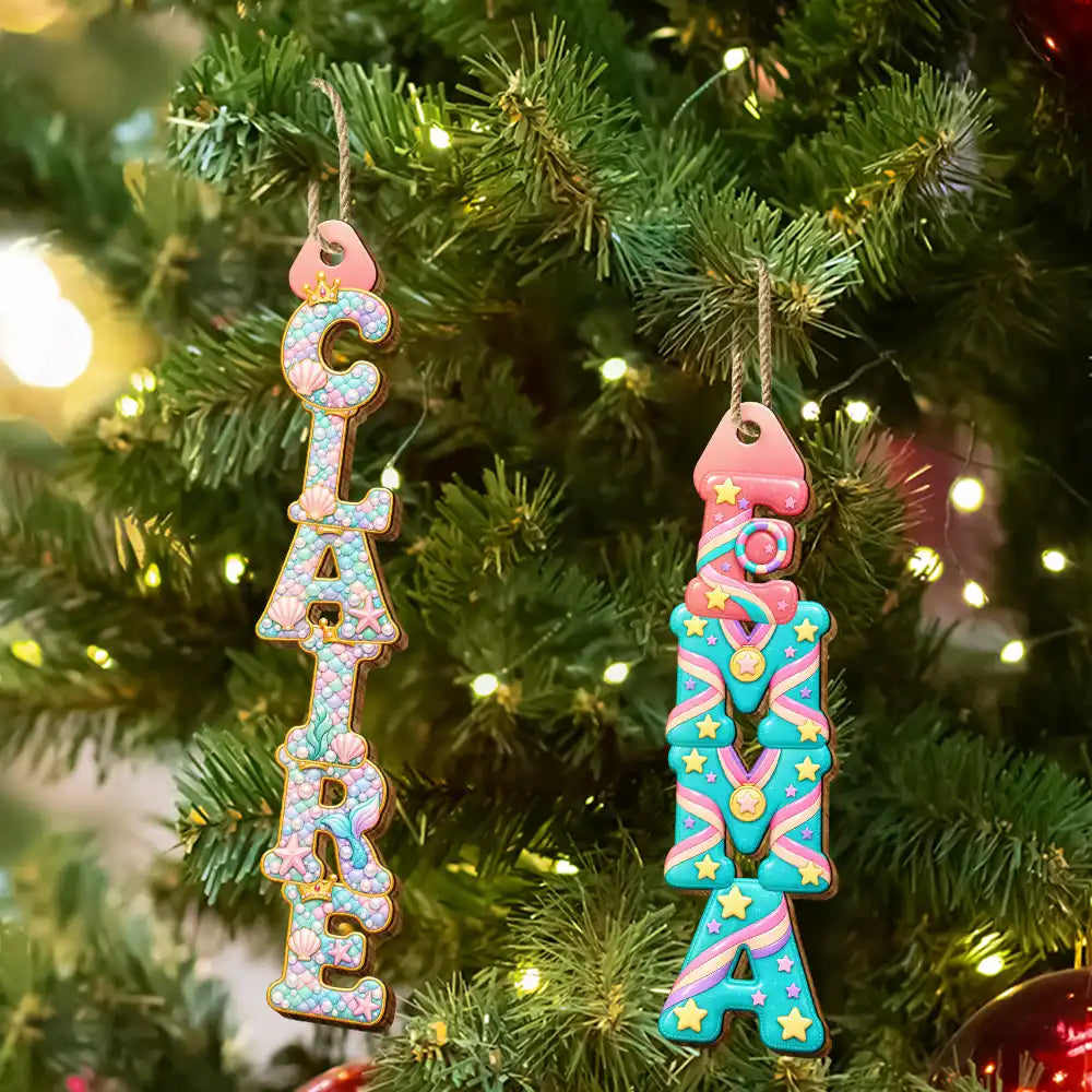 Gifts For Her,Playful,Gift For Children,Christmas,Gift For Daughter,Icon - Kids Name Mermaid Unicorn Ballet Alphabet Gift For Kid Girl - Personalized Custom Shaped Wooden Ornament