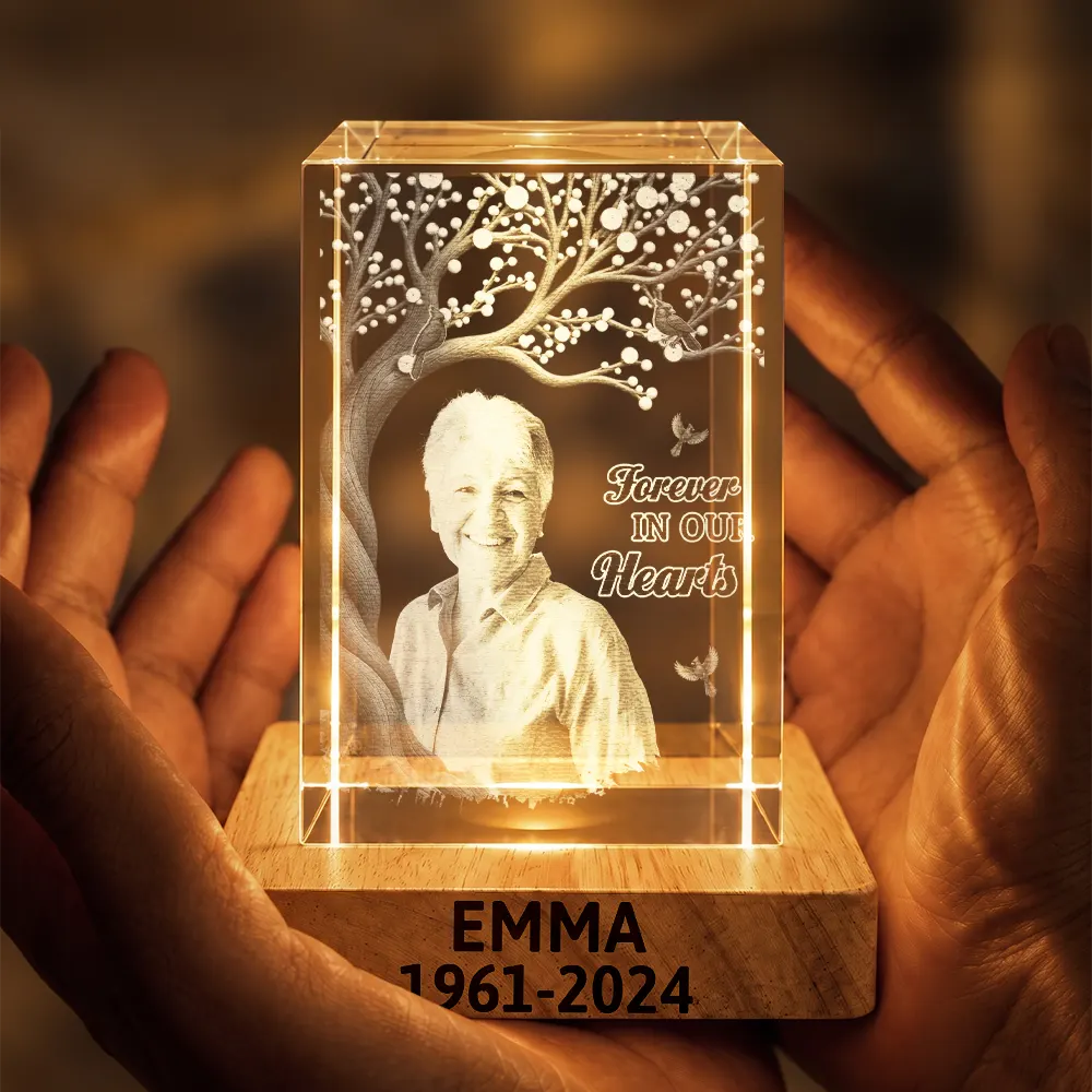 Christmas,Custom Photo,Gift For Women,Gift For Yourself,Gifts For Her,Healing,Upload Full Photo - Loss Of Loved One Memorial Sympathy Light Keepsake - Personalized Custom Photo When You Miss Me Crystal Cube Lamp
