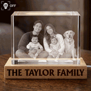 Christmas,Custom Photo,Family,First Christmas,Gift For Couples,Happy,Pet Couple,Pet Lovers,Remove BG Photo - Couple With Pet, Dog Mom, Cat Dad, New Baby - Personalized Custom Photo First Year As A Family Of Four Crystal Cube Lamp