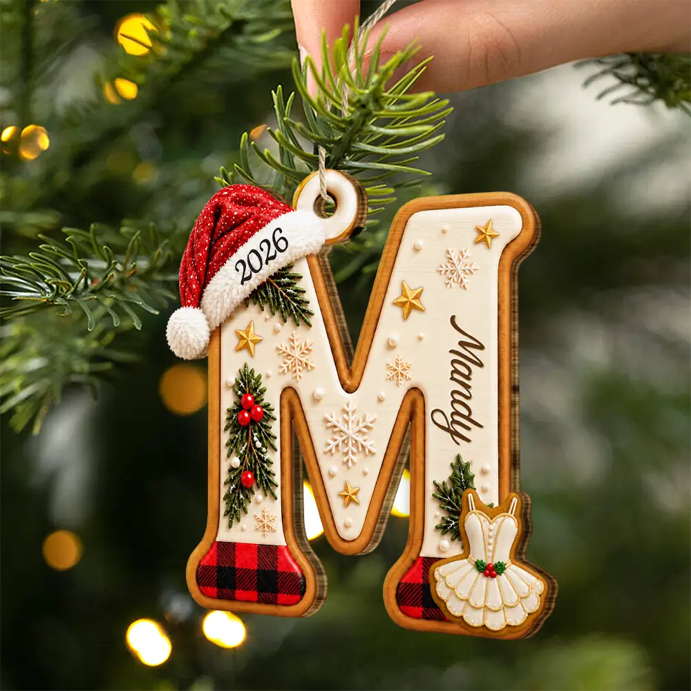 Baseball,Sentimental,Christmas,Family,Icon - Christmas Initial Letter With Sport And Interest Gift For Kids - Personalized Custom Shaped Wooden Ornament